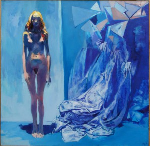 Przyjdź precz, Niebieski 1998, olej, płótno, 130x130 cm